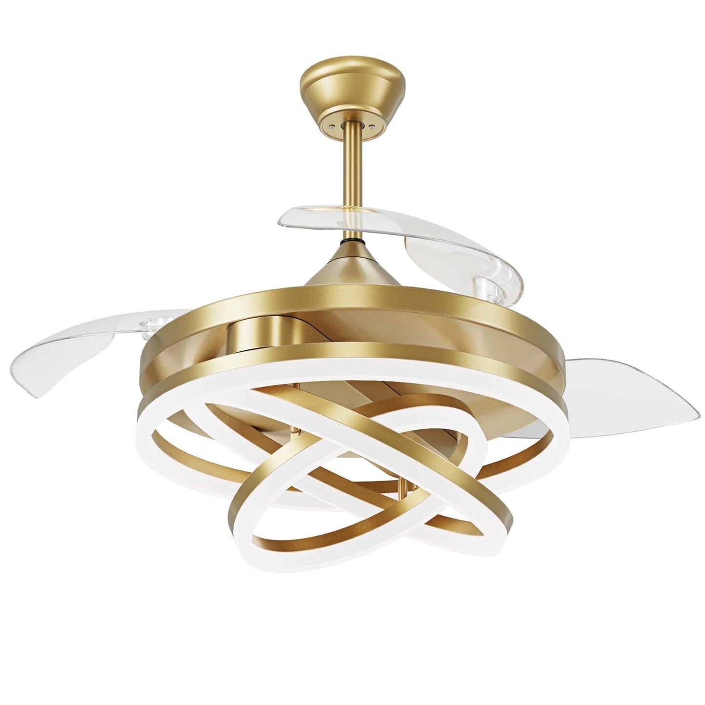 42 Inch Retractable Ceiling Fan, Chandelier Ceiling Fans with Lights, Silent ...