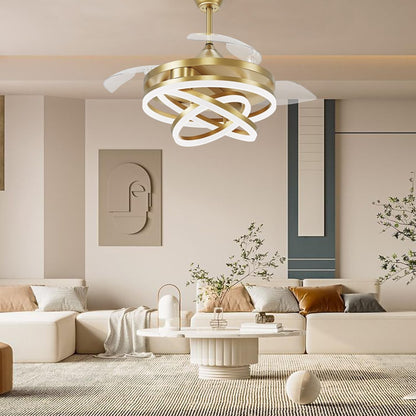 42 Inch Retractable Ceiling Fan, Chandelier Ceiling Fans with Lights, Silent ...
