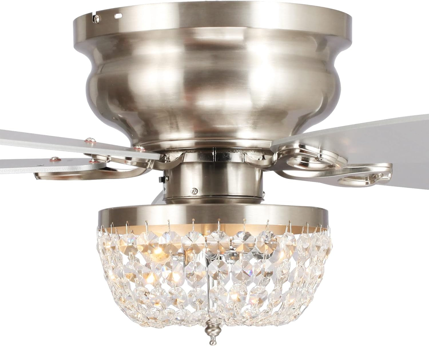 Ceiling Fans with Lights and Remote Flush Mount Ceiling Fan with Light for Bedroom Low Profile Chandelier Ceiling Fans, 48 Inch, Brushed Nickel