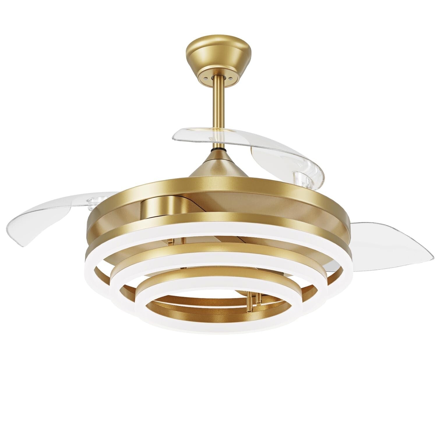 42 Inch Retractable Ceiling Fan, Chandelier Ceiling Fans with Lights, Silent ...
