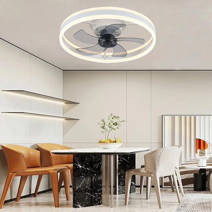 Low Profile Ceiling Fans with Light and Remote, 19.7In Ceiling Fan with Light Flush Mount Dimmable LED Fan Light Modern Ceiling Fans for Bedroom